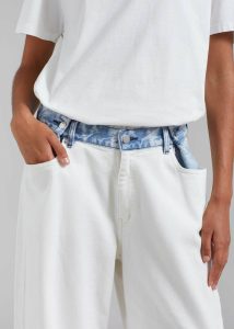 Women The Frankie Shop White Bottoms Hayla Contrast Denim Pants - Off White/Blue - Image 3
