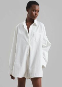Women The Frankie Shop Wren Denim Romper - White White Jumpsuits - Image 2