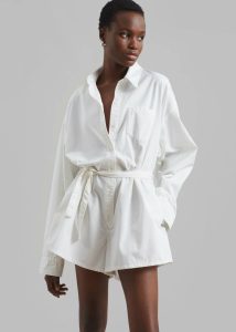 Women The Frankie Shop Wren Denim Romper - White White Jumpsuits