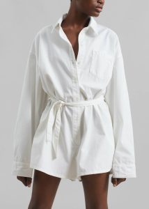 Women The Frankie Shop Wren Denim Romper - White White Jumpsuits - Image 3