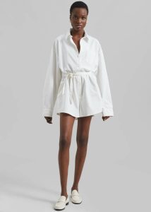 Women The Frankie Shop Wren Denim Romper - White White Jumpsuits - Image 4