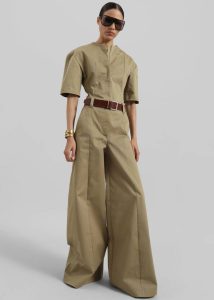 Women Thelatest Bianca Jumpsuit - Mud The Frankie Shop Jumpsuits Beige - Image 3