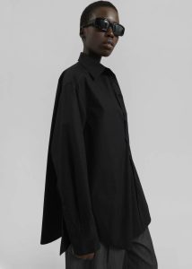 Women Tops Kent Button Up Shirt - Black The Frankie Shop Black - Image 4