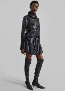 Women Tops Lofoten Mock Neck Faux Leather Top - Black Black The Frankie Shop