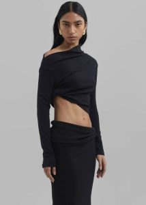 Women Tops Margot Asymmetric Top - Black Black The Frankie Shop