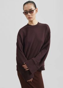 Women Tops Purple The Frankie Shop Talia Sweatshirt - Dark Plum - Image 2