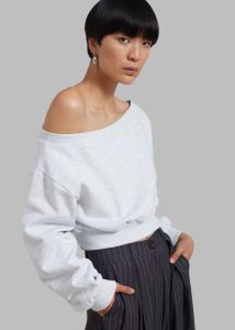 Women Tops The Frankie Shop Gine Cropped Sweatshirt - Grey Melange Grey
