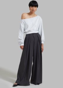 Women Tops The Frankie Shop Gine Cropped Sweatshirt - Grey Melange Grey - Image 5