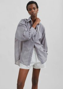 Women Tops The Frankie Shop Grey Ira Semi Sheer Button Up Shirt - Grey