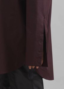 Women Tops The Frankie Shop Purple Helen Organic Cotton Long Shirt - Dark Plum - Image 5