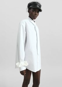 Women Tops White The Frankie Shop Perna Tie Neck Shirt - White - Image 2