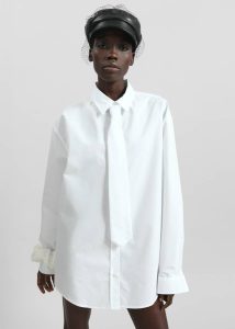 Women Tops White The Frankie Shop Perna Tie Neck Shirt - White - Image 4