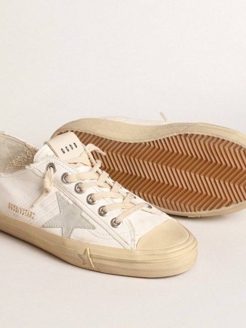 Women V-Star Golden Goose V-Star In Nappa Leather With Ice-Gray Suede Star And Heel Tab - Image 3