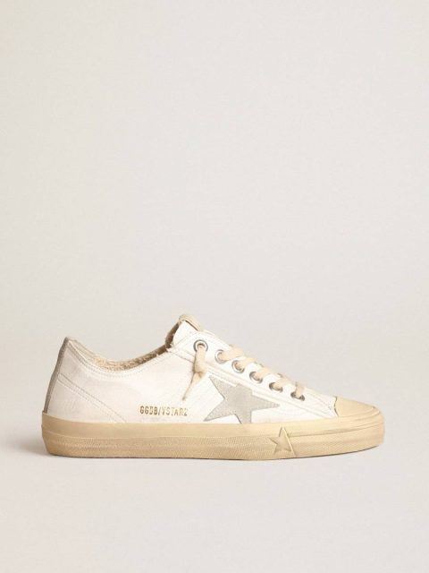 Women V-Star Golden Goose V-Star In Nappa Leather With Ice-Gray Suede Star And Heel Tab