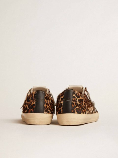 Women V-Star In Leopard Pony Skin With Black Leather Star And Heel Tab Golden Goose V-Star - Image 4