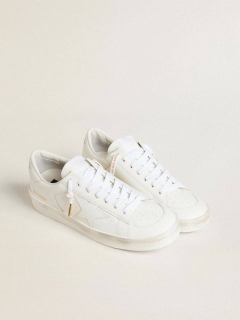 Women White Cotton Laces With Contrasting Gold Logo Golden Goose White Laces - Image 3