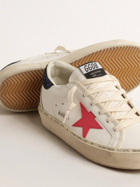 Women White Hi Star With Fuchsia Leather Star And Blue Glitter Heel Tab Hi Star Golden Goose - Image 3