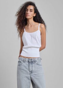 Women White Jw Anderson Pointelle Straight Neck Vest - White Tops The Frankie Shop - Image 3