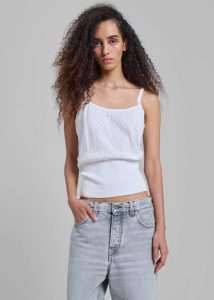Women White Jw Anderson Pointelle Straight Neck Vest - White Tops The Frankie Shop - Image 5