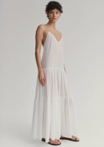 Women White Matin Tiered Cotton Dress - White The Frankie Shop Dresses - Image 2