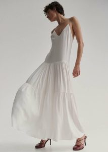 Women White Matin Tiered Cotton Dress - White The Frankie Shop Dresses