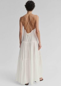 Women White Matin Tiered Cotton Dress - White The Frankie Shop Dresses - Image 3