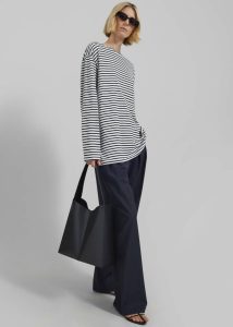 Women White Tops The Frankie Shop Salome Long Sleeve Tee - White/Black Stripe