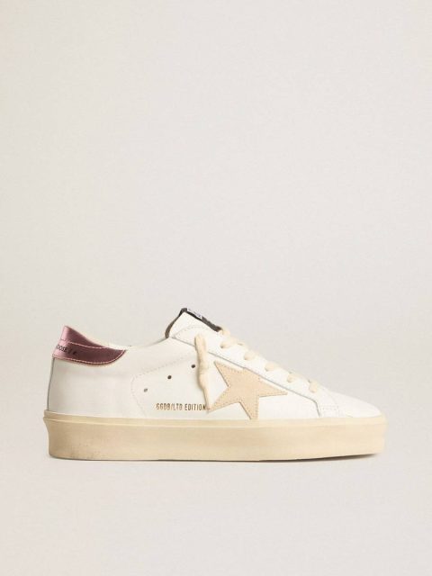 Women White Women's Hi Star Ltd With Pearl Suede Star And Metallic Leather Heel Tab Hi Star Golden Goose