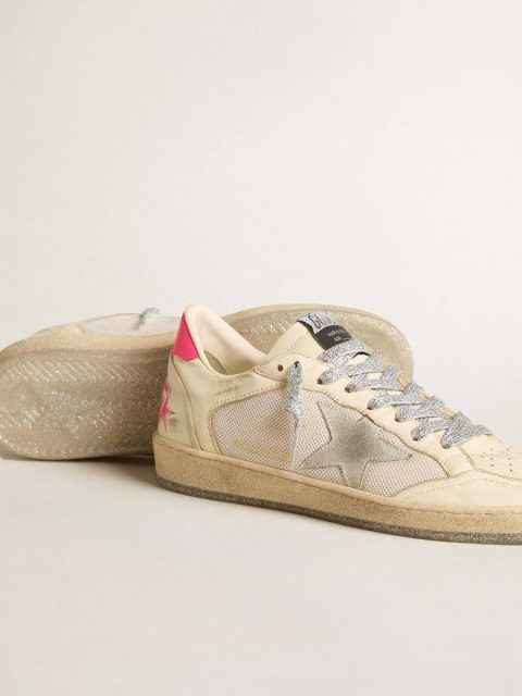 Women Women's Ball Star Ltd In Nappa Leather And Mesh With Suede Star And Leather Heel Tab Ball Star Golden Goose - Image 3