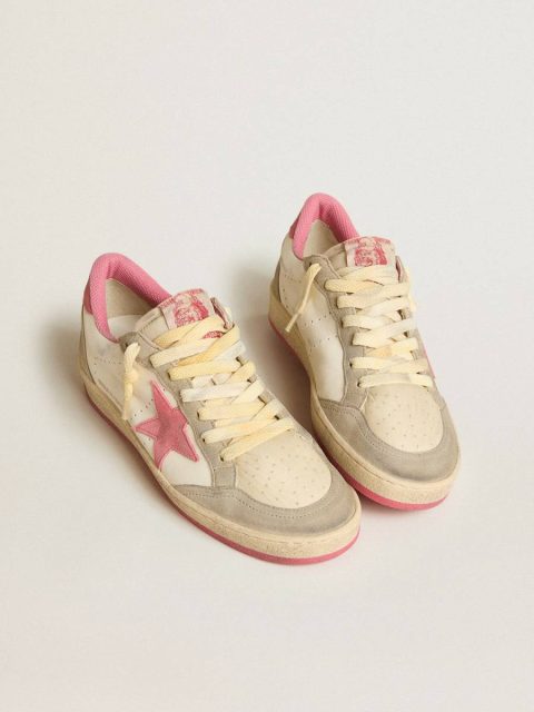Women Women's Ball Star Ltd In Nappa With Pink Suede Star And Dove-Gray Inserts Ball Star Golden Goose - Image 2
