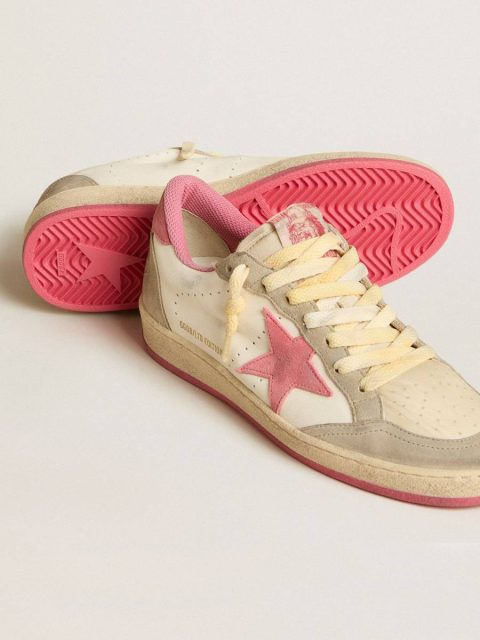 Women Women's Ball Star Ltd In Nappa With Pink Suede Star And Dove-Gray Inserts Ball Star Golden Goose - Image 3