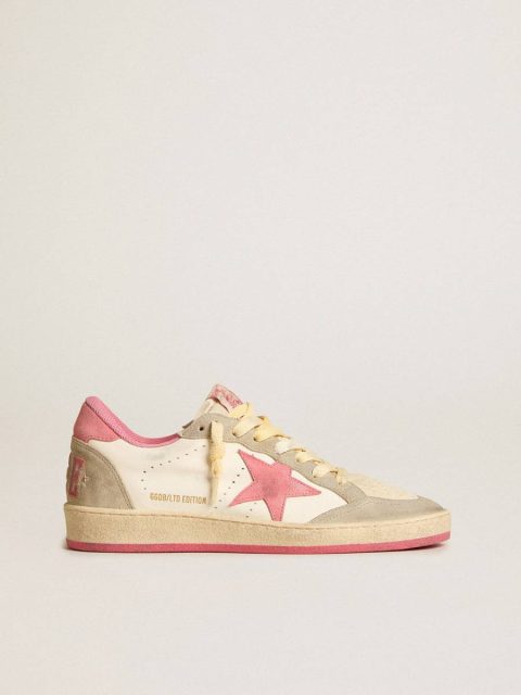 Women Women's Ball Star Ltd In Nappa With Pink Suede Star And Dove-Gray Inserts Ball Star Golden Goose