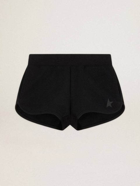 Women Women's Black Shorts With Tone-On-Tone Star Skirts & Shorts Golden Goose Black