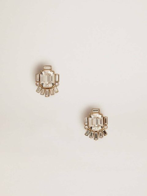Women Women's Déco Stud Earrings In Antique Gold Color With Crystals Jewelry Antique Gold Golden Goose