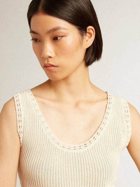 Women Women's Ecru-Colored Gilet Golden Goose Ecru T-Shirts & Tops - Image 2