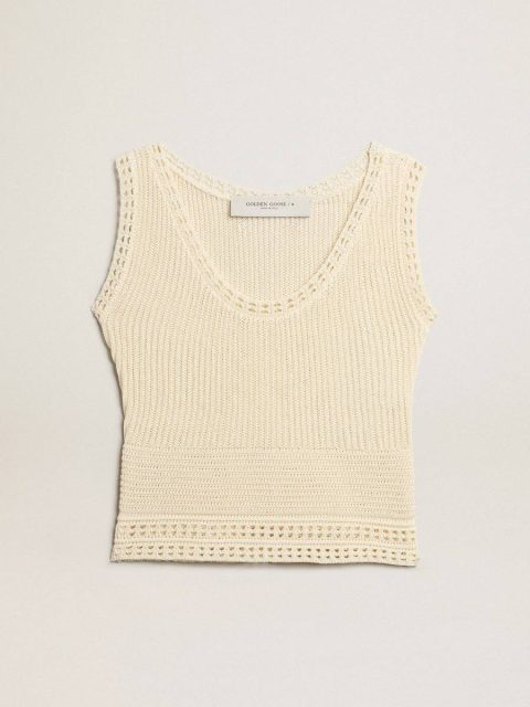 Women Women's Ecru-Colored Gilet Golden Goose Ecru T-Shirts & Tops