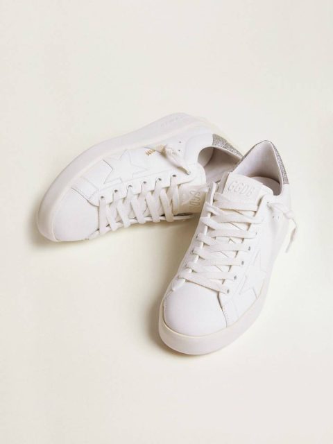 Women Women's Purestar Sneakers With Glittery Silver Heel Tab Purestar White Golden Goose - Image 2