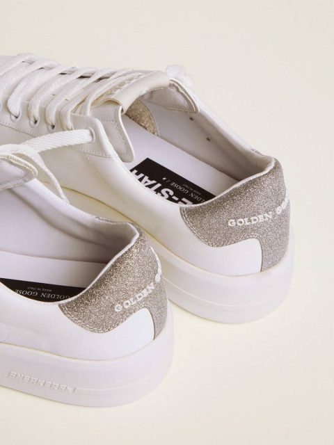 Women Women's Purestar Sneakers With Glittery Silver Heel Tab Purestar White Golden Goose - Image 4