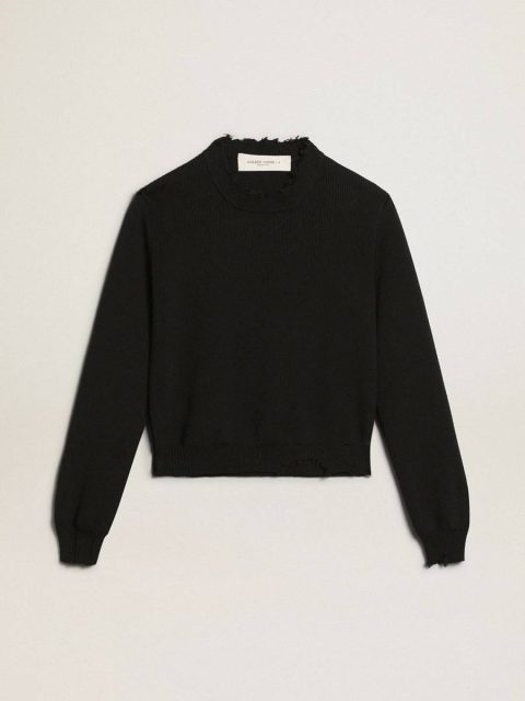 Women Women’s Round-Neck Sweater In Dark Blue Cotton Dark Blue Knitwear Golden Goose