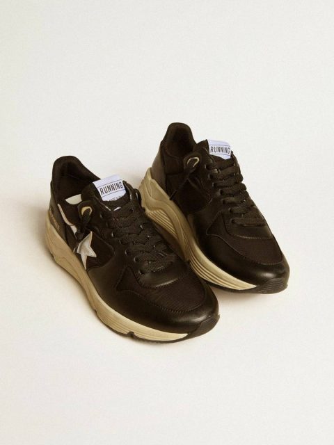 Women Women’s Running Sole In Black Nappa Leather And Nylon With A Silver Leather Star Running Sole Golden Goose - Image 2
