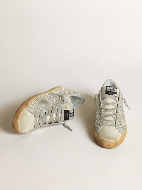Women Women’s Super-Star In Aged White Nubuck With Swarovski Crystals Super-Star Golden Goose - Image 2