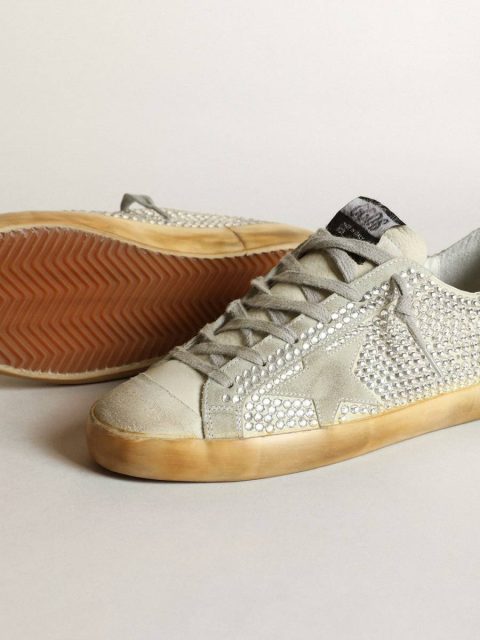 Women Women’s Super-Star In Aged White Nubuck With Swarovski Crystals Super-Star Golden Goose - Image 3