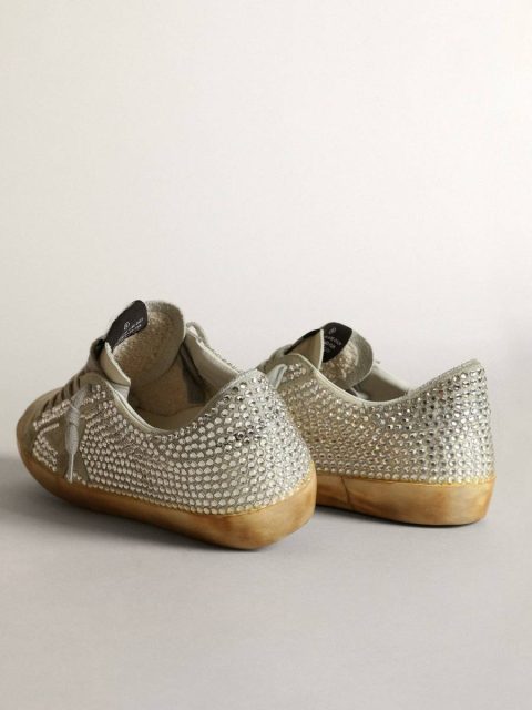 Women Women’s Super-Star In Aged White Nubuck With Swarovski Crystals Super-Star Golden Goose - Image 4