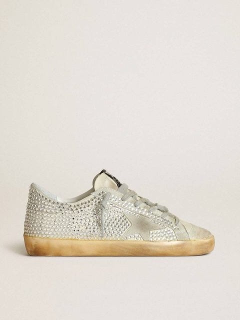 Women Women’s Super-Star In Aged White Nubuck With Swarovski Crystals Super-Star Golden Goose