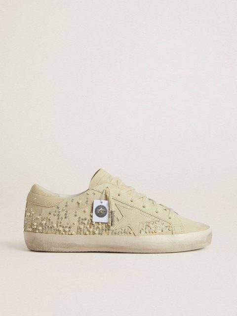Women Women’s Super-Star In Beige Suede With Pearls And Swarovski Crystals Super-Star Golden Goose