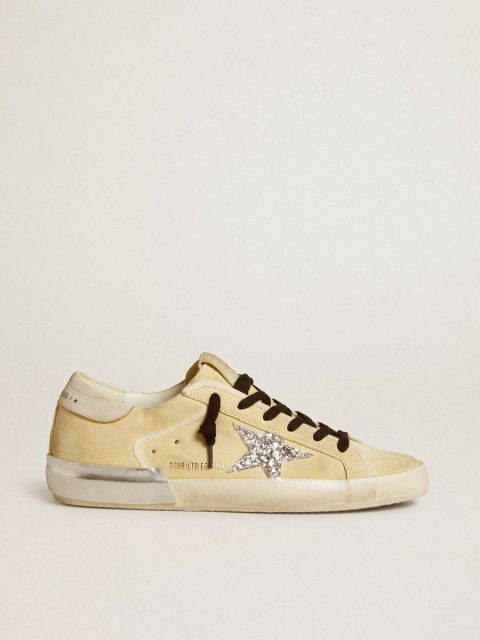 Women Women's Super-Star Ltd In Suede With Glitter Star And Leather Heel Tab Super-Star Golden Goose