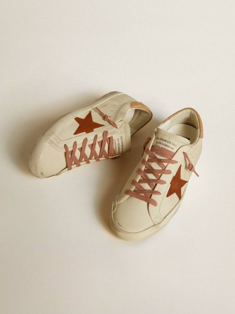 Women Women’s Super-Star With Leather Star And Crocodile-Print Leather Heel Tab Talc Golden Goose Super-Star - Image 2