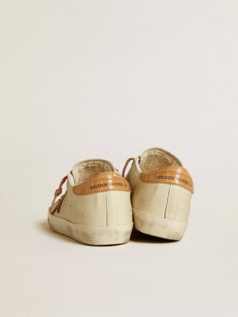 Women Women’s Super-Star With Leather Star And Crocodile-Print Leather Heel Tab Talc Golden Goose Super-Star - Image 4