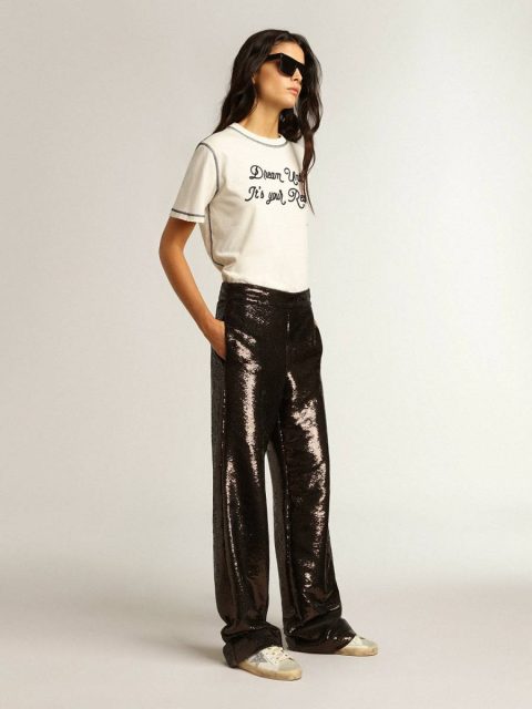 Women Women's Super-Star With Silver Star And Brown Glitter Heel Tab Super-Star White Golden Goose - Image 3