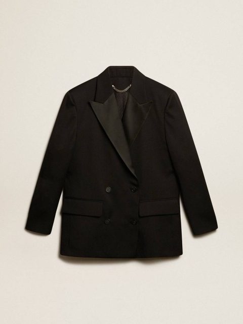 Women Women’s Tuxedo Jacket In Black Wool Gabardine Black Golden Goose Blazers